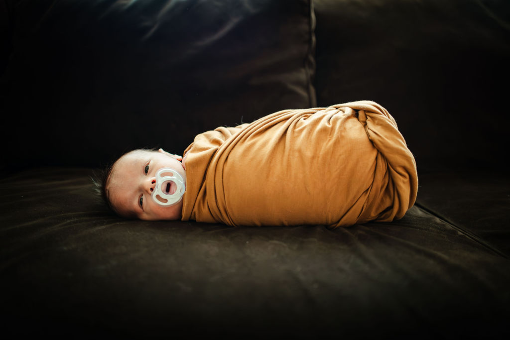 Newborn photography on couch